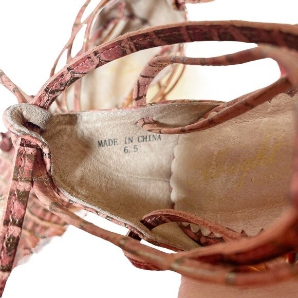 Anthropologie Miss Albright Ankle Wrap Strap Boho Sandals Blush Leather Size 6.5 - Picture 14 of 16